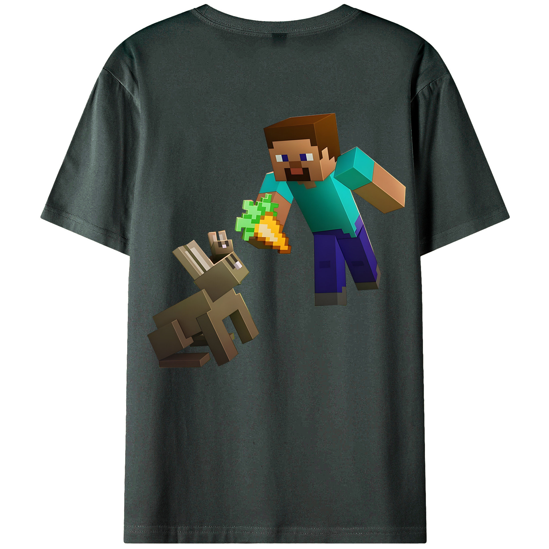 （画像用） マインクラフト ブロックの世界 Minecraft MC Block world 綿100％ メンズ半袖Tシャツ（バックプリント） 通気性